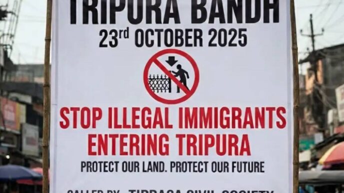 Tripura shuts down as civil society calls 24-hour bandh over ILP, Tiprasa Accord and illegal migration issues