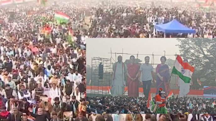 Congress holds ‘Vote Chor, Gaddi Chhod’ rally at Ramlila Maidan, targets govt and EC