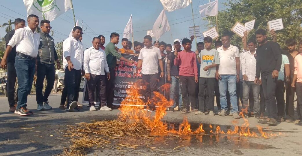 Effigy of Bangladesh PM Yunus burnt by ABMSU in Tamulpur