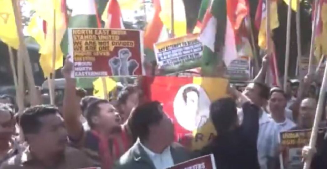 Youth TIPRA Federation stages protest outside Bangladesh mission in Agartala