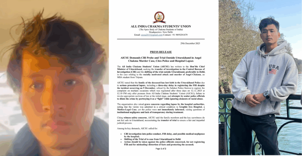 Family threatened with death for filing FIR in Angel Chakma case, alleges AICSU