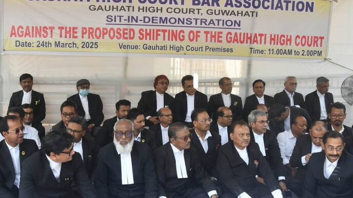 Lawyers sit on hunger strike against proposed shift of Gauhati High Court