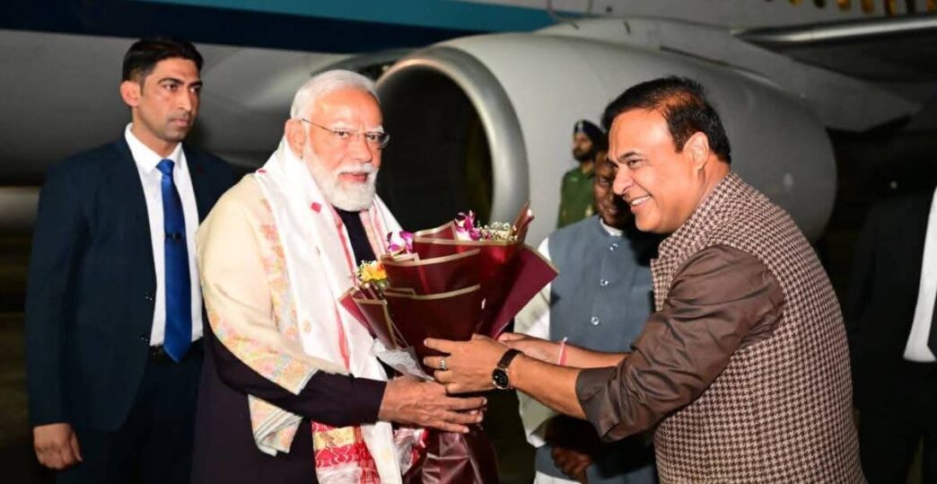PM Modi arrives in Guwahati, begins two-day Assam tour